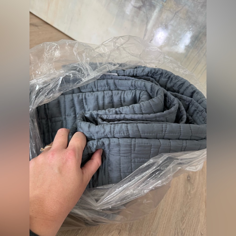 Threshold King Tencel Slate Blue Quilt - Picture 3 of 6